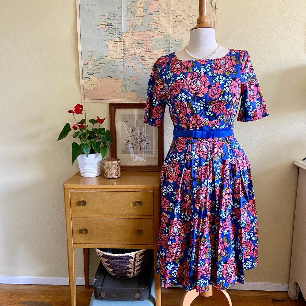 Modcloth Floral Retro Best Short Sleeve Dress NWOT